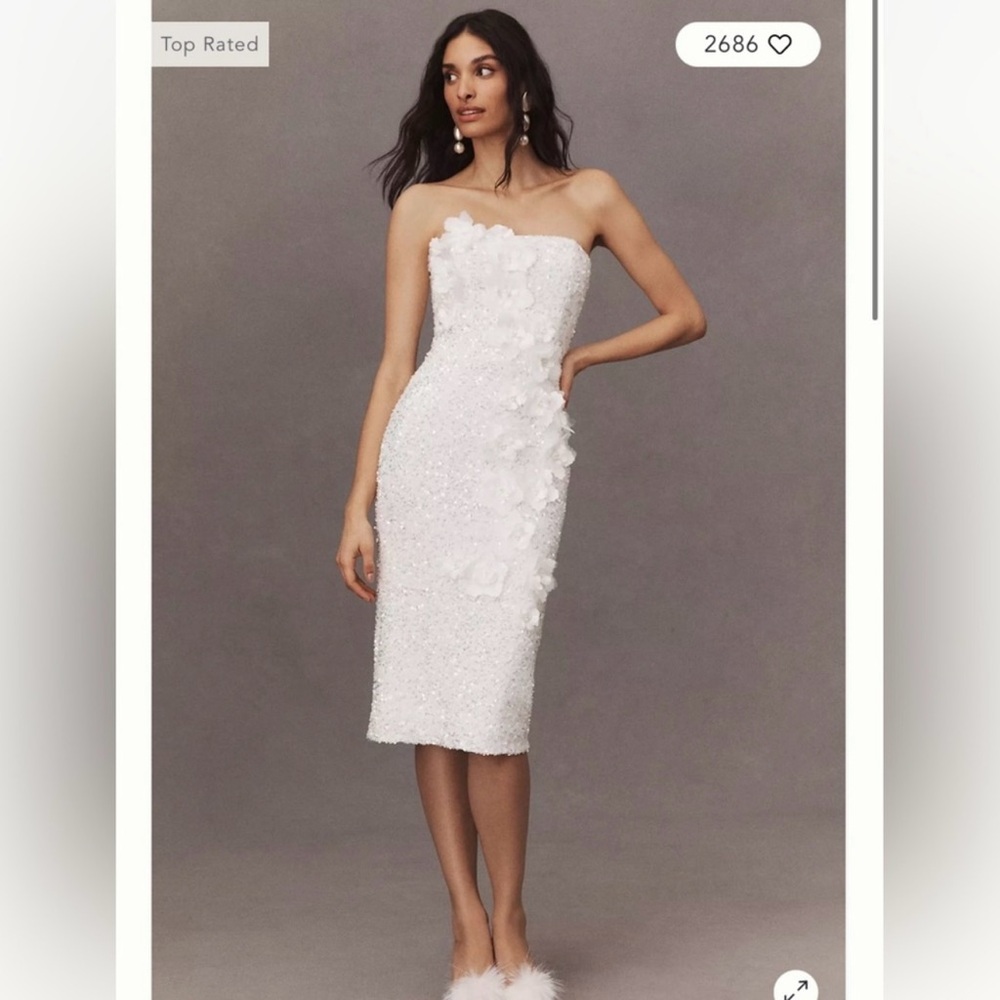 Helsi Liliana Strapless Floral Appliqué Stretch Sequin Midi Dress